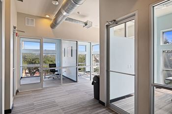 Business center -with computers, a printer and private study rooms